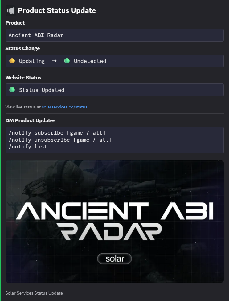 Undetected status Discord embed