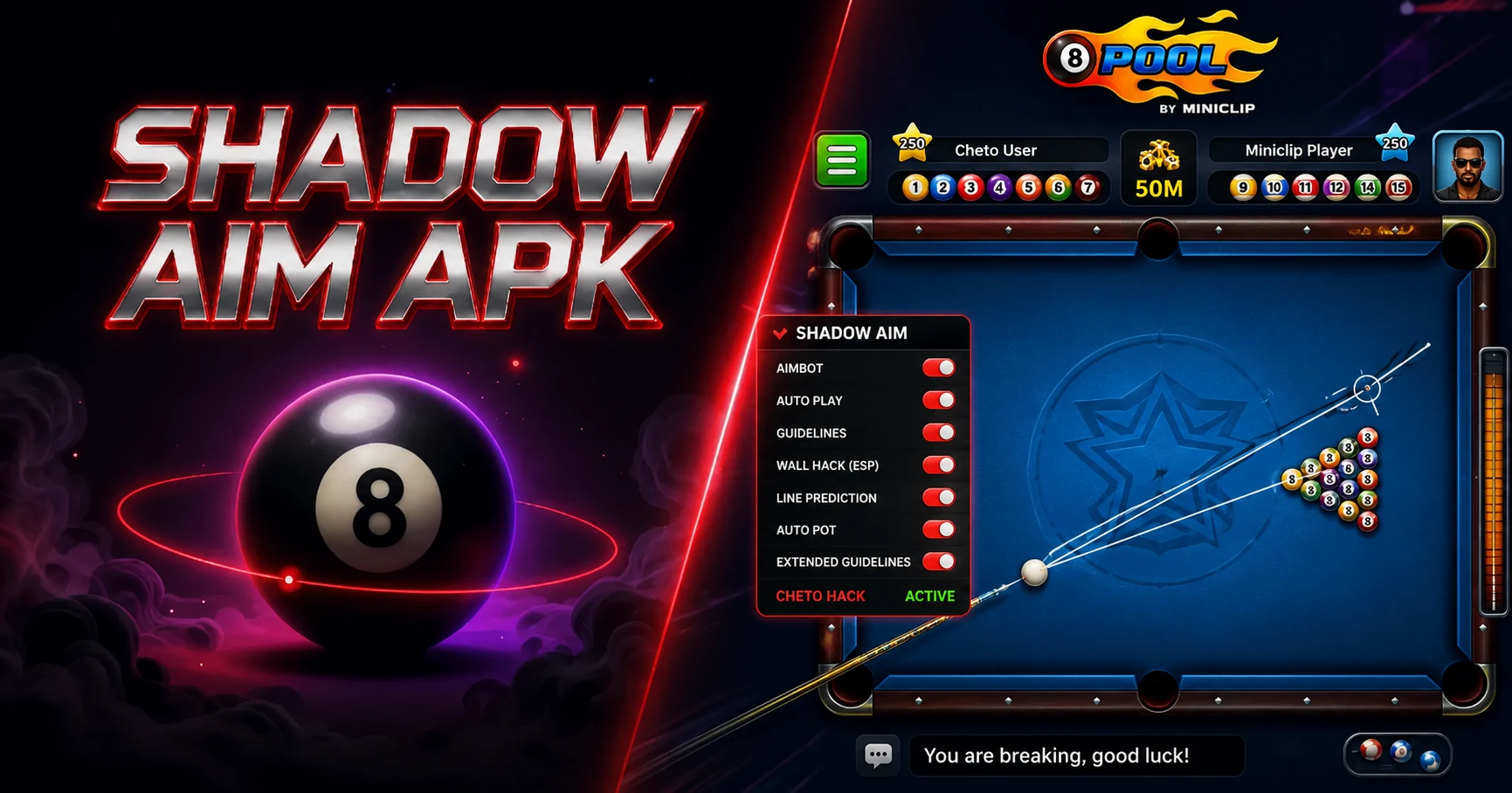 Shadow Aim Hack for 8 Ball Pool