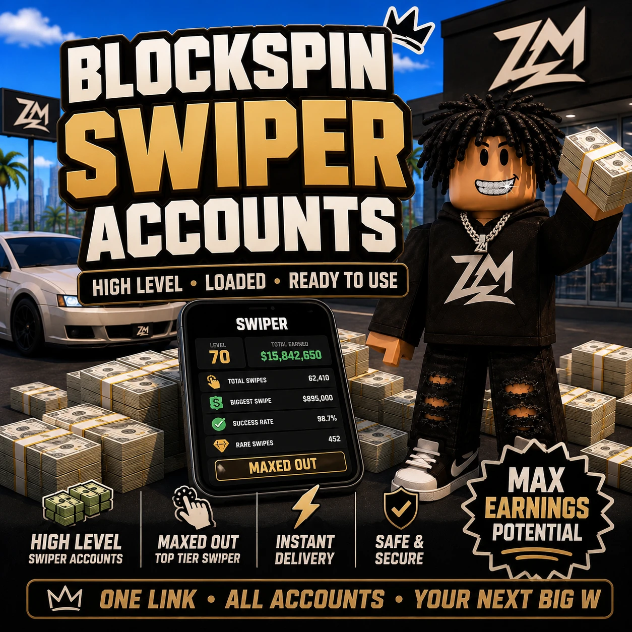 BlockSpin 1m-1.1m Swiper Account