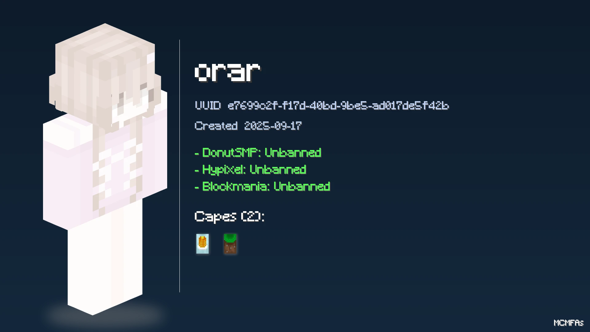 orar | Minecraft Nice Name