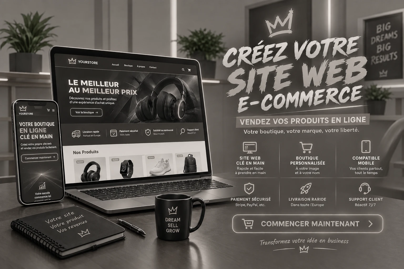 Crée un site web