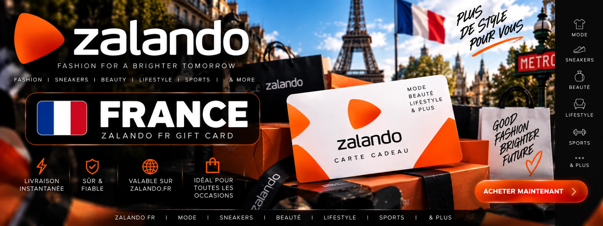 🧡 ZALANDO GIFT CARD — FR  ( BE, NL, DE, IT, BG, CR, SN, GR...)eu