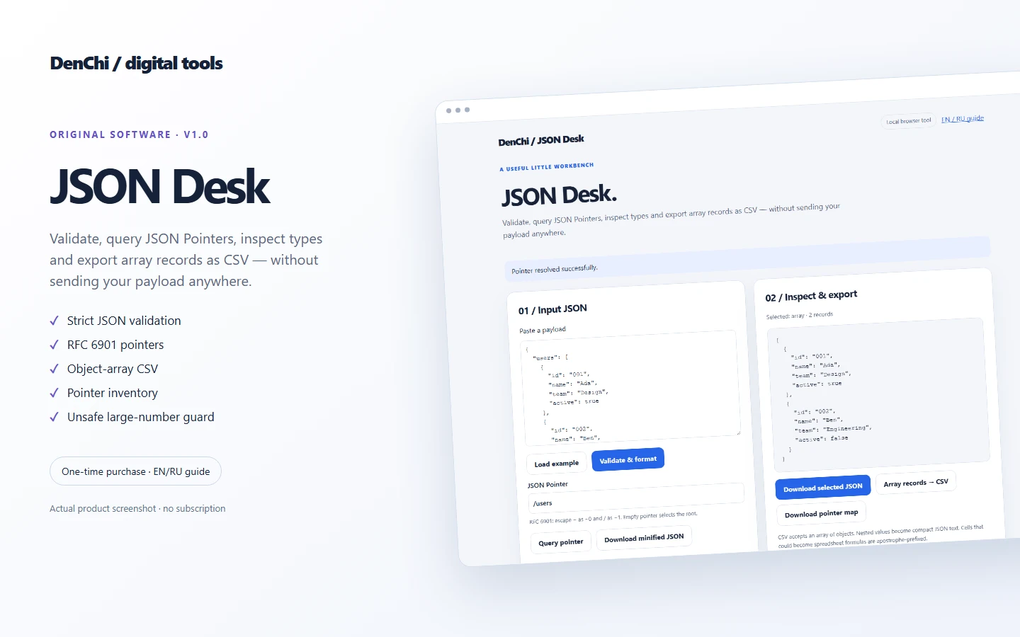 JSON Desk | Offline JSON Pointer & CSV Tool