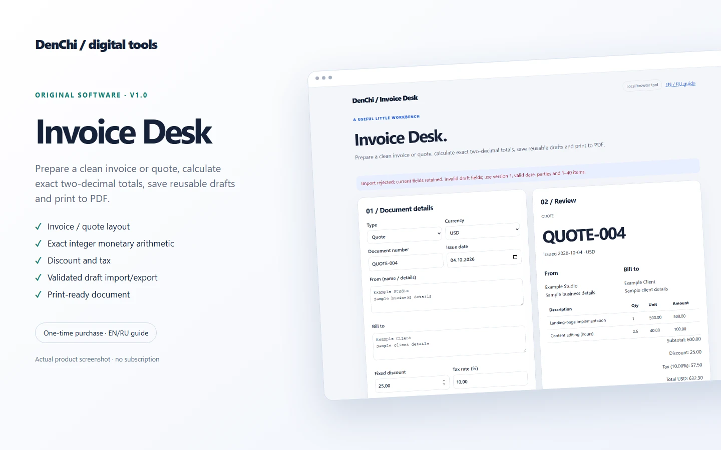 Invoice Desk | Offline Invoices & Quotes