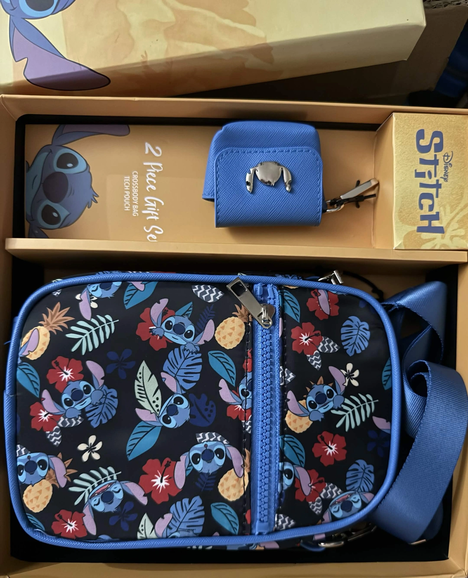 Disney Stitch Crossbody Bag Tech Pouch 2 Piece Gift Set