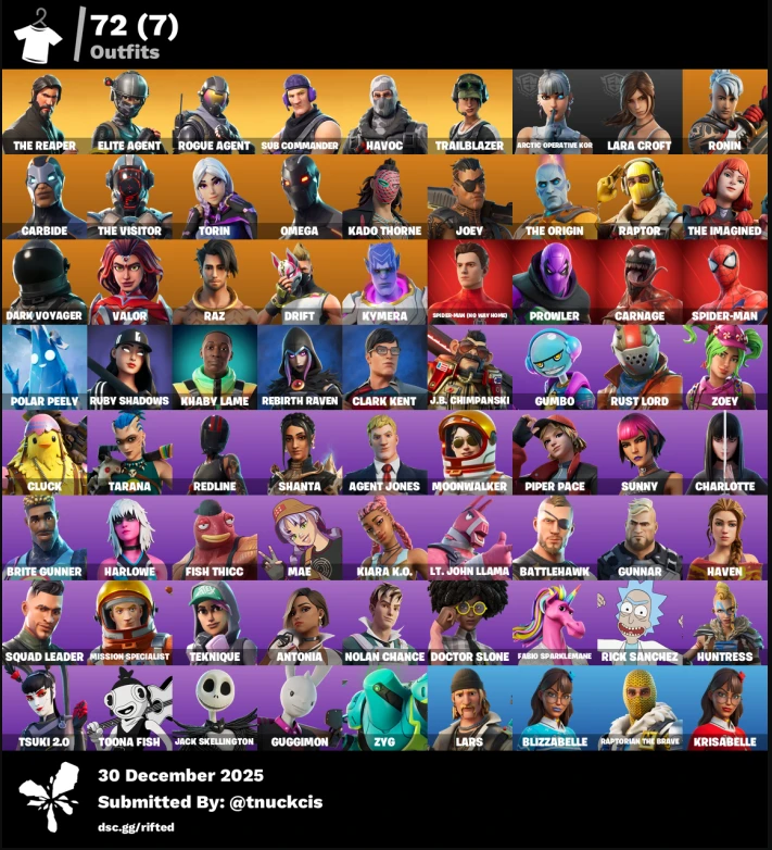 72 Skin, The Reaper, Rogue Agent, Lara Croft, 400VB