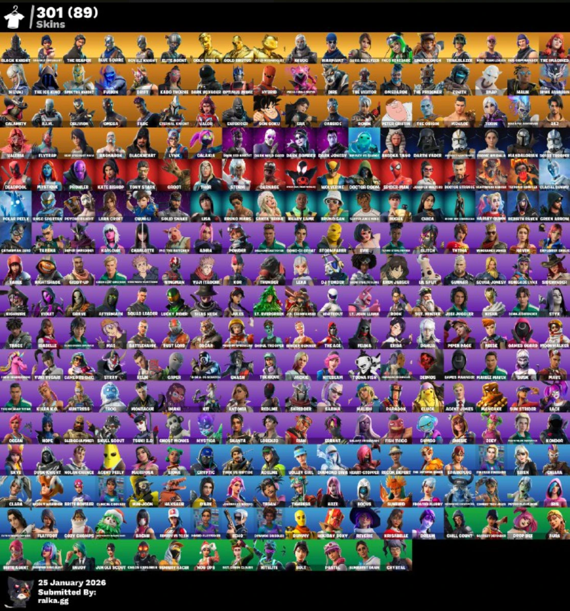 [PC] 301 skins | OG STW | Black Knight | Sparkle Specialist | The Reaper | Blue Squire | Royale Knight | Elite Agent | Gold Midas | Gold Brutus | 100 VB