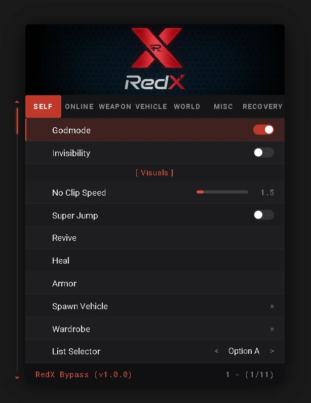 RedX Macho Premium Menu
