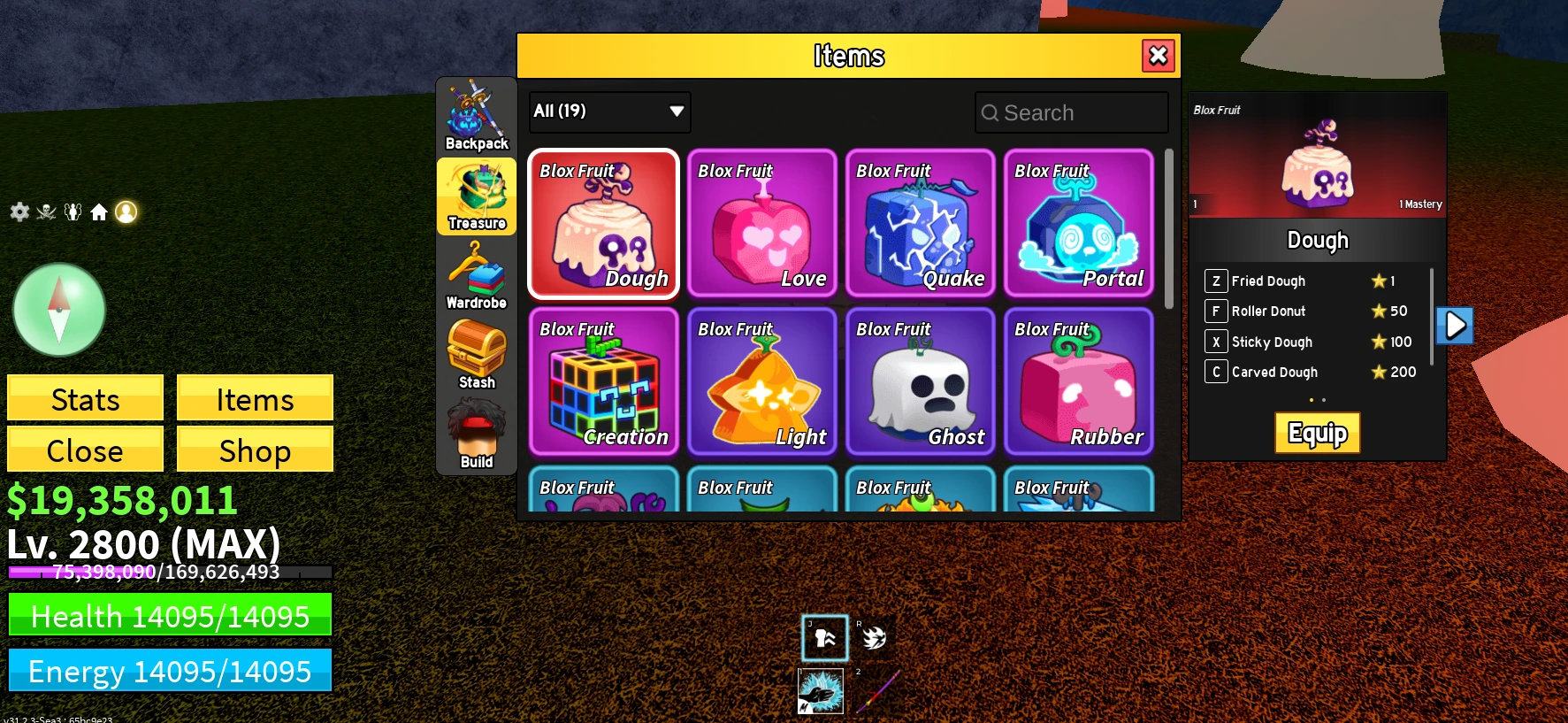 MAX LEVEL (YAMA + TUSHITA) DOUGH FRUIT BLOX FRUITS ACCOUNT