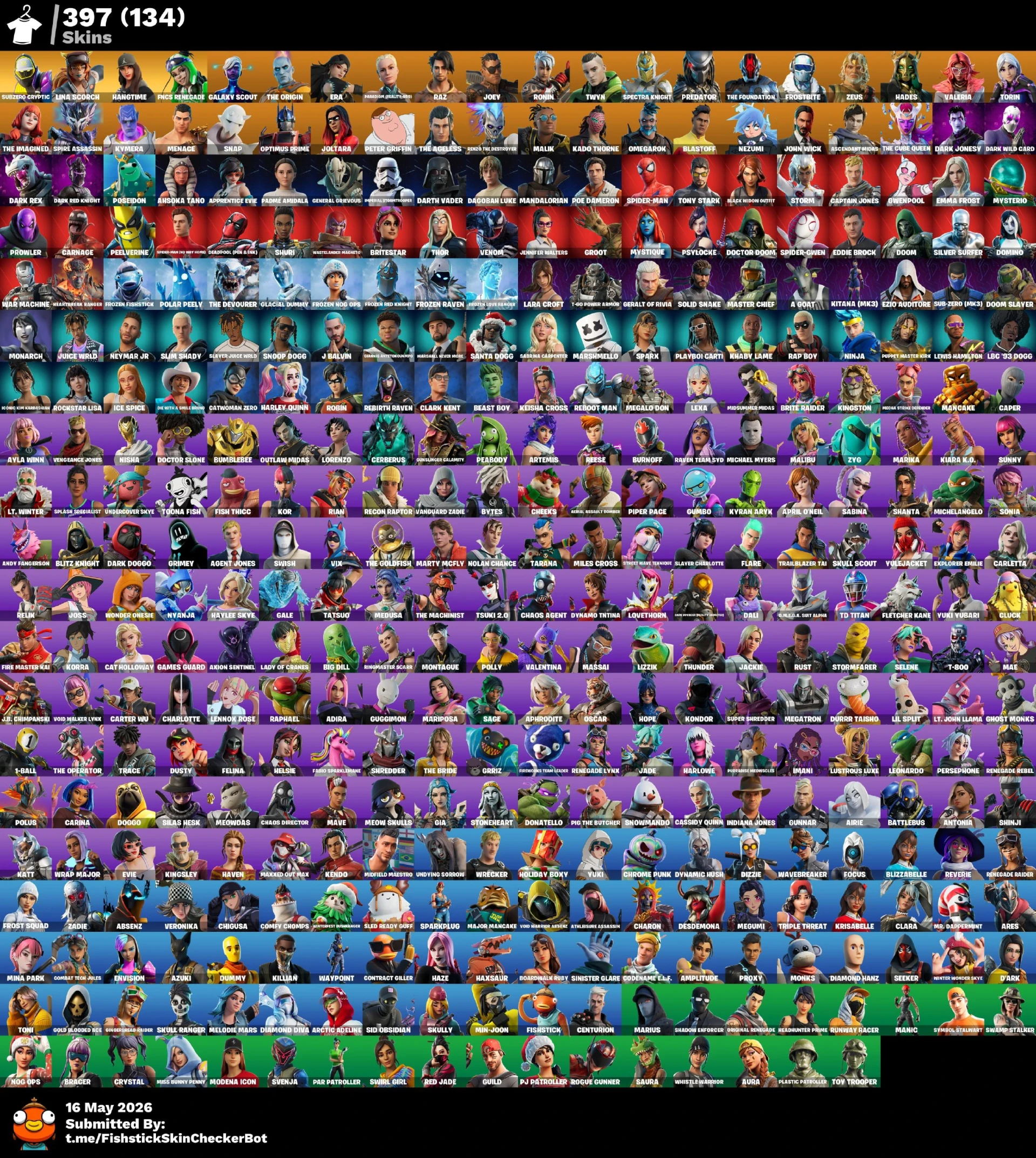 MAIL CHANGABLE [PC] 397 skins | Renegade Raider | Master Chief | Subzero Cryptic | Lina Scorch | Hangtime | FNCS Renegade | Galaxy Scout | The Origin | Era | 0 VB